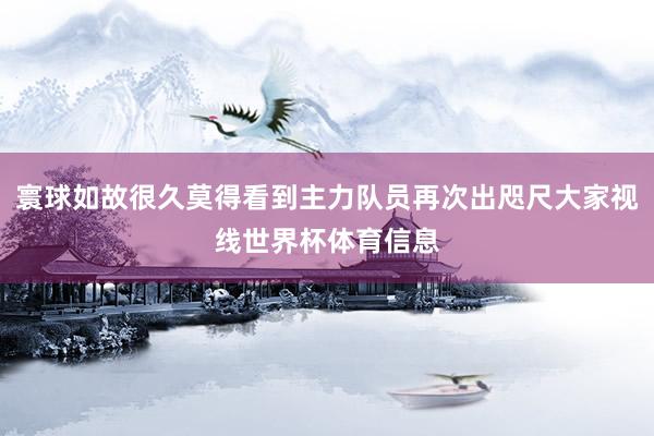 寰球如故很久莫得看到主力队员再次出咫尺大家视线世界杯体育信息