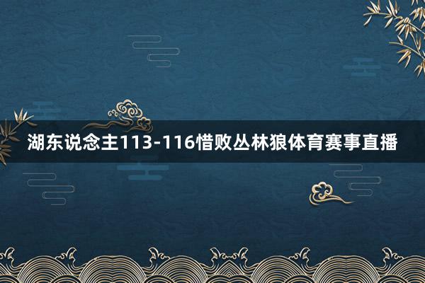 湖东说念主113-116惜败丛林狼体育赛事直播
