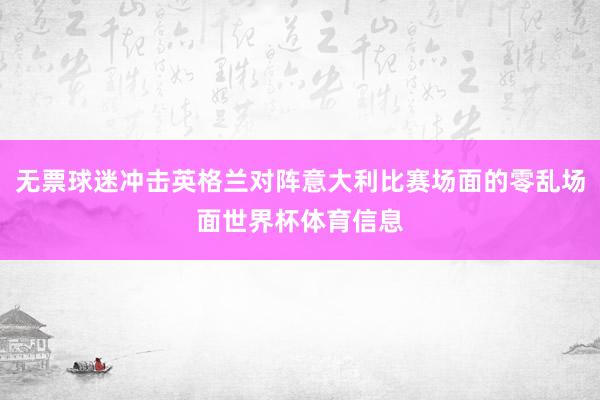无票球迷冲击英格兰对阵意大利比赛场面的零乱场面世界杯体育信息