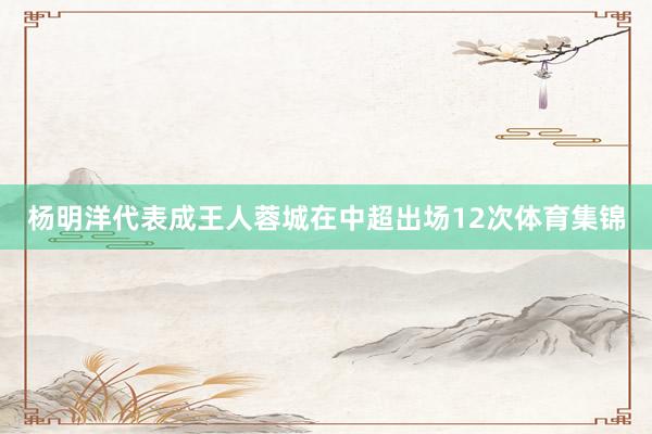 杨明洋代表成王人蓉城在中超出场12次体育集锦