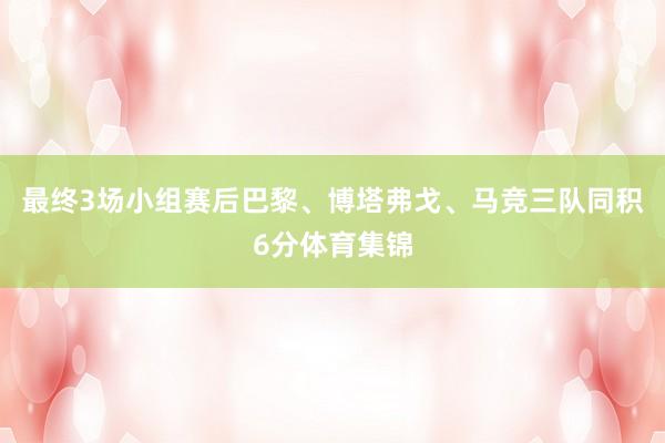 最终3场小组赛后巴黎、博塔弗戈、马竞三队同积6分体育集锦
