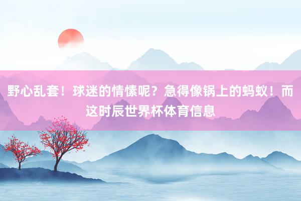 野心乱套！球迷的情愫呢？急得像锅上的蚂蚁！而这时辰世界杯体育信息