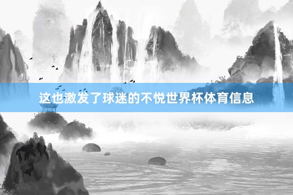 这也激发了球迷的不悦世界杯体育信息
