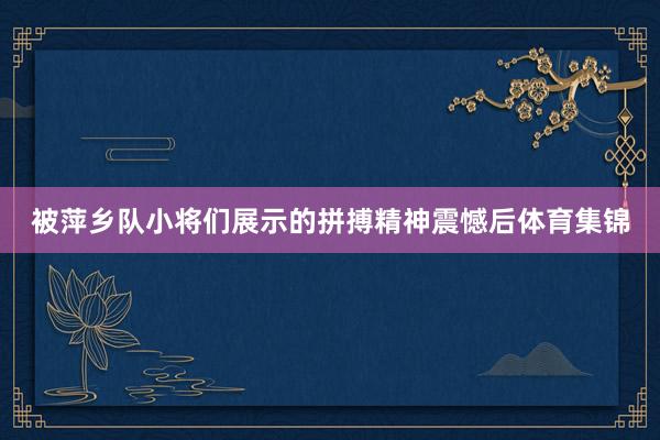 被萍乡队小将们展示的拼搏精神震憾后体育集锦