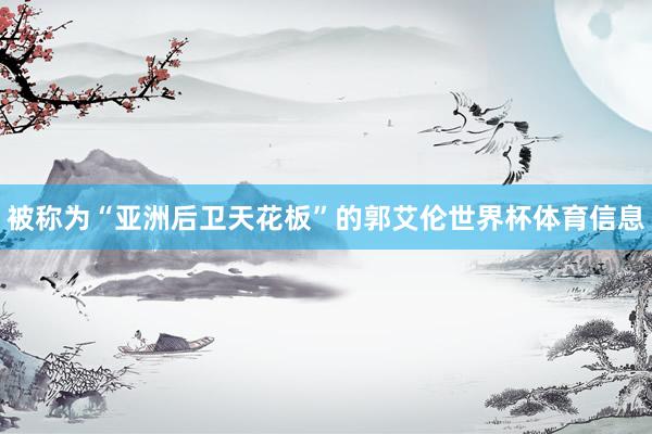 被称为“亚洲后卫天花板”的郭艾伦世界杯体育信息
