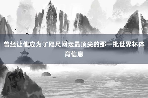 曾经让他成为了咫尺网坛最顶尖的那一批世界杯体育信息