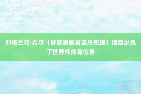 那格兰特·希尔（好意思国男篮总司理）细目是疯了世界杯体育信息