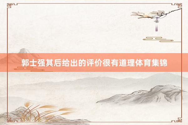 郭士强其后给出的评价很有道理体育集锦